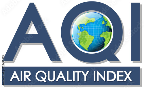 Air quality index sign template with earth picture on white background