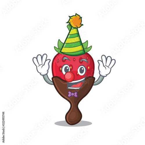 Funny Clown chocolate strawberry cartoon character mascot design