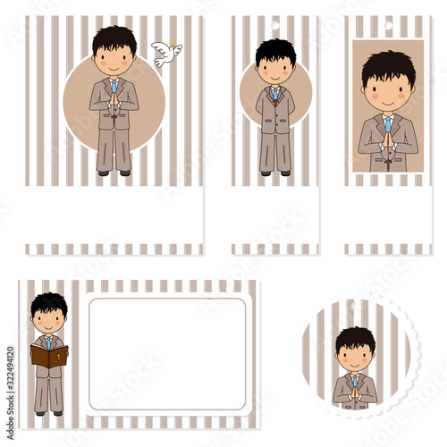 Set communion card for boy
