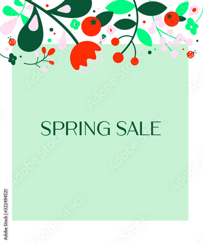 Instagram social media post with spring flowers on top