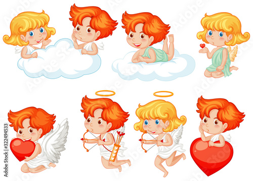 Valentine theme with cute cupids and heart