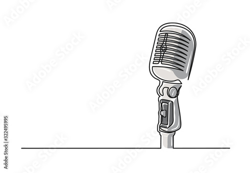 Continuous one line drawing of a microphone
