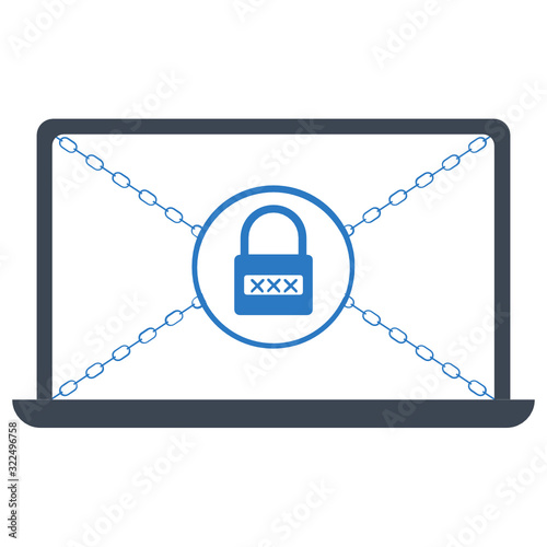 Laptop got ransomware malware  concept vector cryptovirology  Icon design