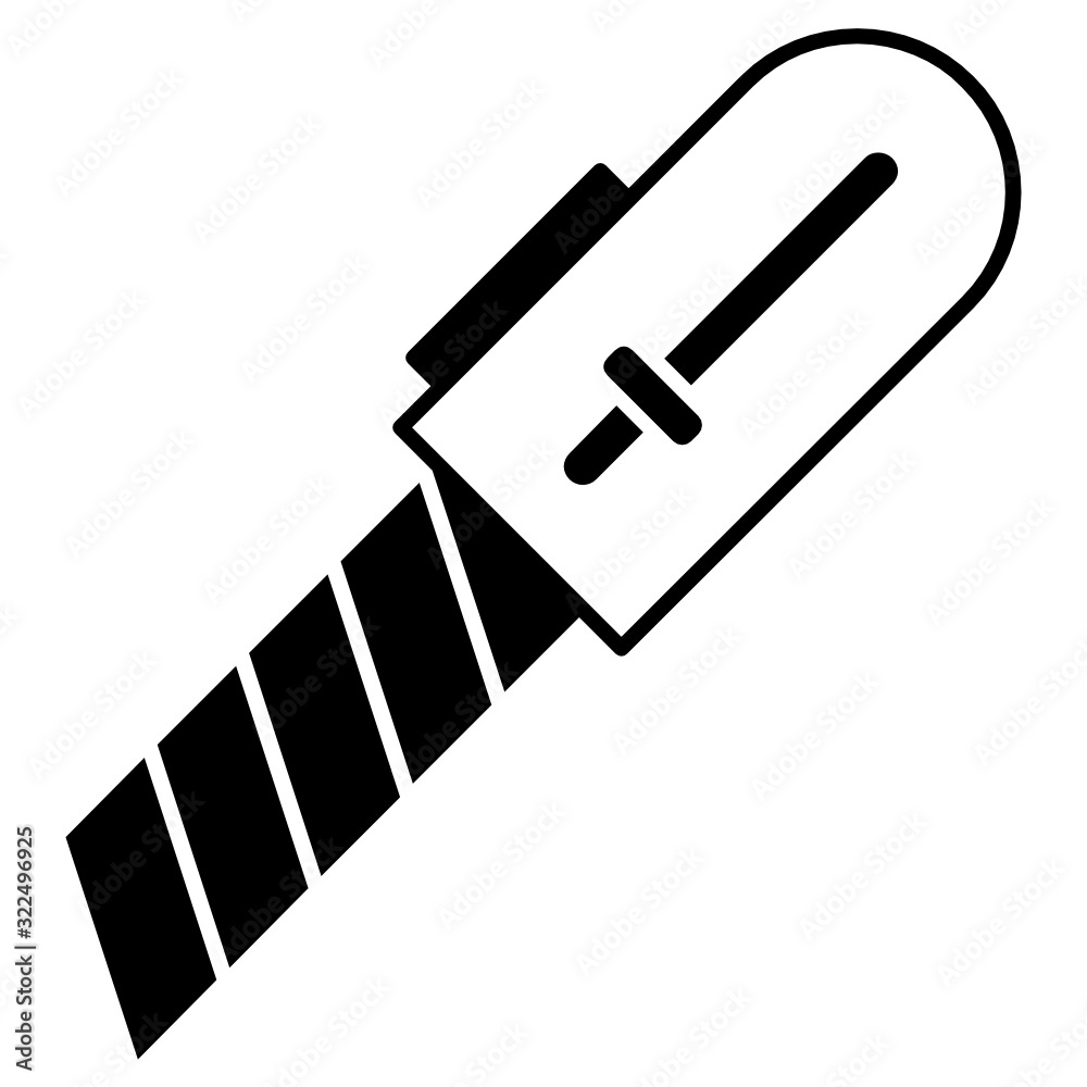 Paper Cutting Trimmers & Blades Utility Knife Auto Lock Office Products Vector Glyph Icon Design Paper Cutting Trimmers & Blades Utility Knife Auto Lock Office Products Vector Glyph Icon Design