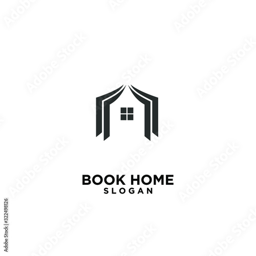 Book house black logo design icon design vector