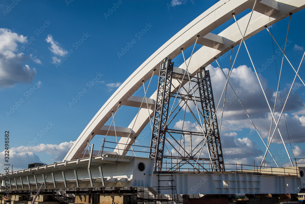 Bridge under construction over Danube river near Novi Sad Bridge under construction over Danube river near Novi Sad