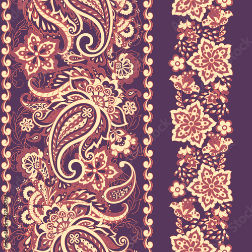 Traditional Persian pickles seamless pattern. Vintage flowers ornament.
