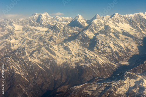 Himalayas ridge aerial view on Nepal