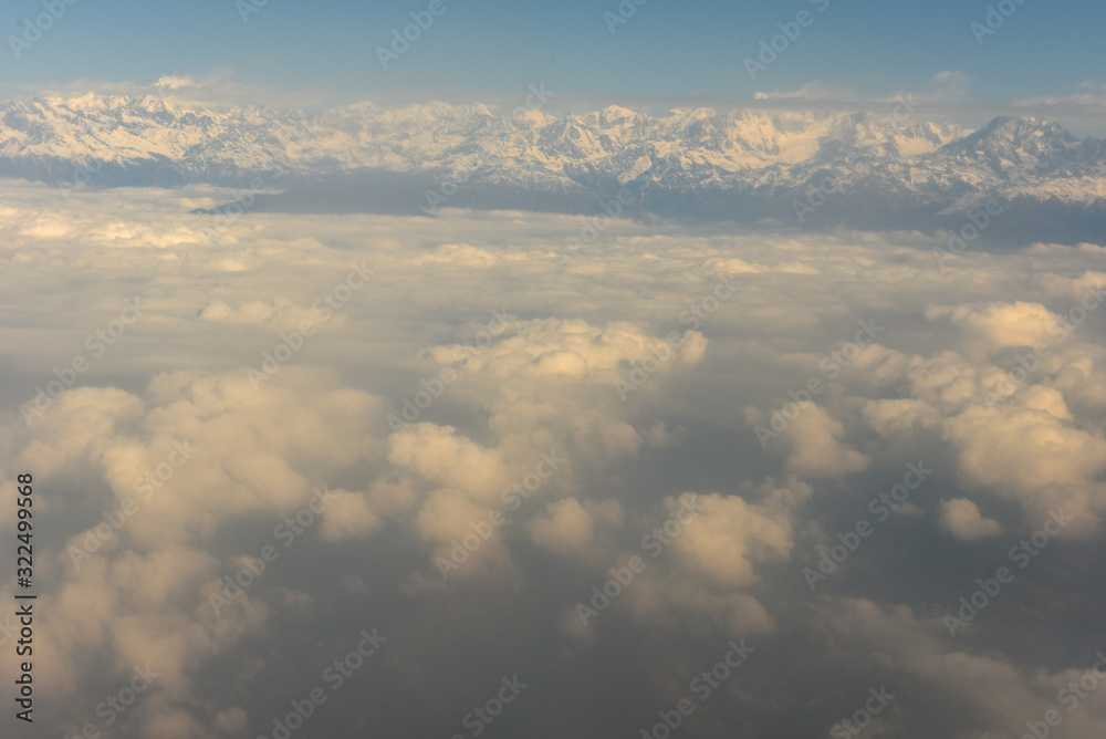 Fototapeta premium Himalayas ridge aerial view on Nepal
