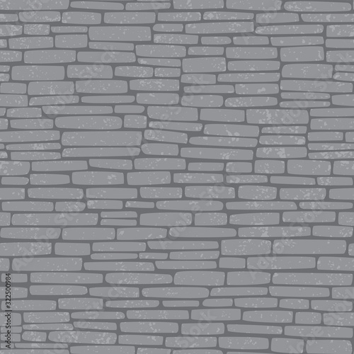 Seamless pattern. Narrow long gray bricks. Stone wall . Texture for print, wallpaper, home decor, textile, package design
