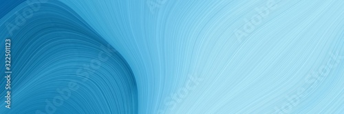 Fototapeta colorful designed horizontal header with strong blue, baby blue and medium turquoise colors. dynamic curved lines with fluid flowing waves and curves