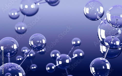 Abstract molecules design. Atoms. Abstract background for chemistry science banner or flyer. Science or medical background. 3d rendering illustration.