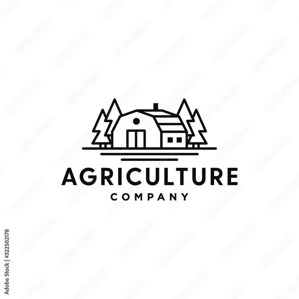 agriculture farm logo badge emblem icon vector with barn illustration isolated on white background