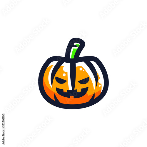 jack o lantern halloween pumpkin logo icon vector illustration isolated on white background,in trendy linear sticker style