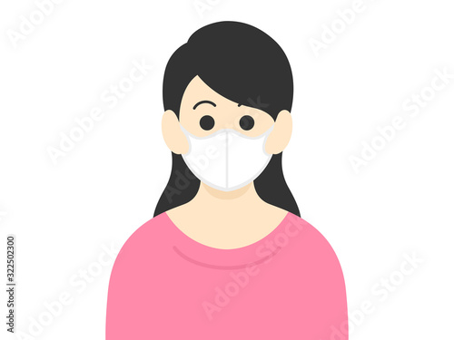 マスクをした女性のイラスト