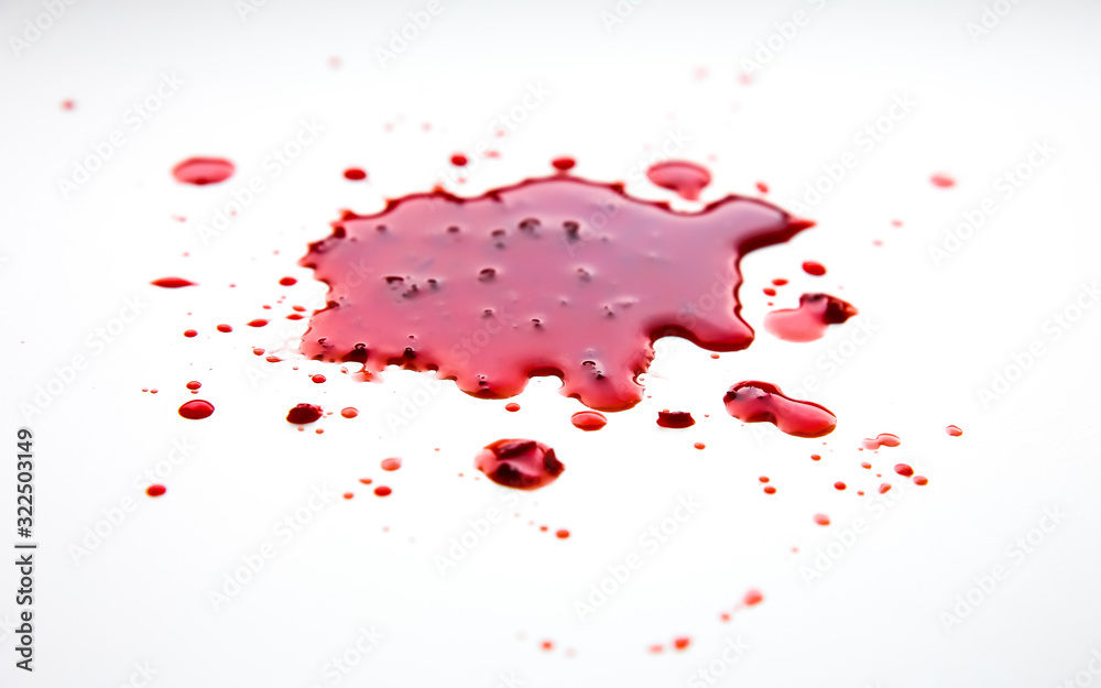 Red abstract spot. Blood stain with clots on white background. Red abstract spot. Blood stain with clots on white background.