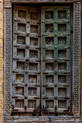 Vintage doors of traditional houses in Rajasthan in India