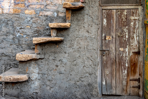 Vintage doors of traditional houses in Rajasthan in India