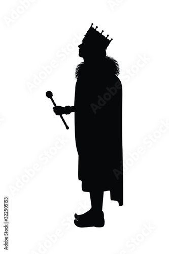 Silhouette of standing king vector illustration