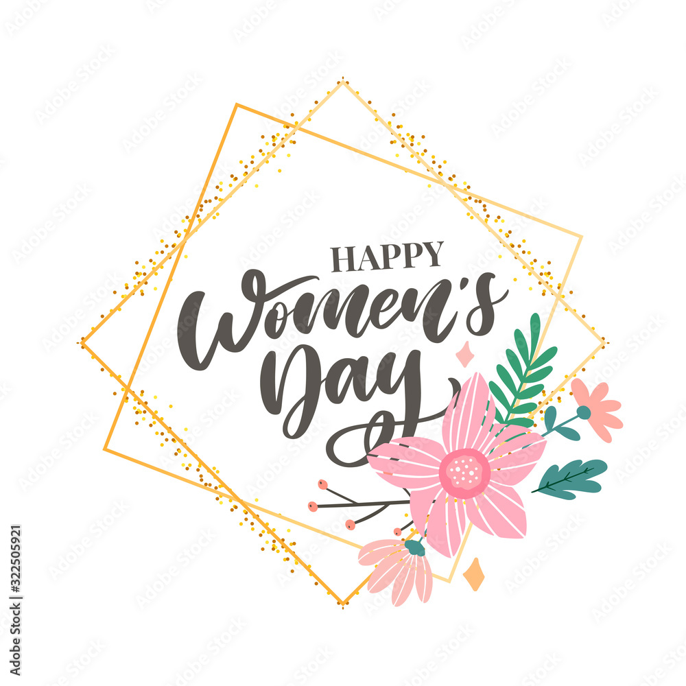 8 March International Women's Day design with handwritten lettering 8 March International Women's Day design with handwritten lettering