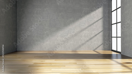 modern empty room with grey wall illustration.