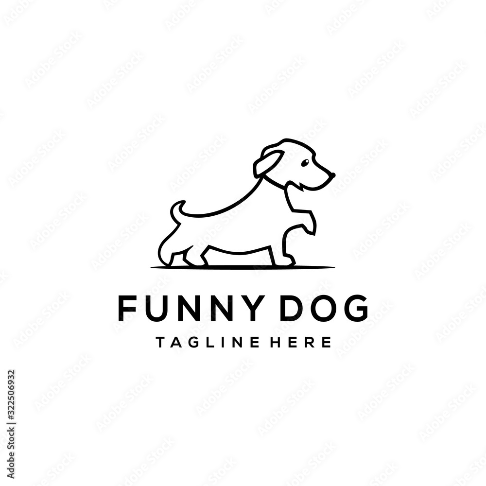 Creative small Dog animal sign Logo design Template. Vector