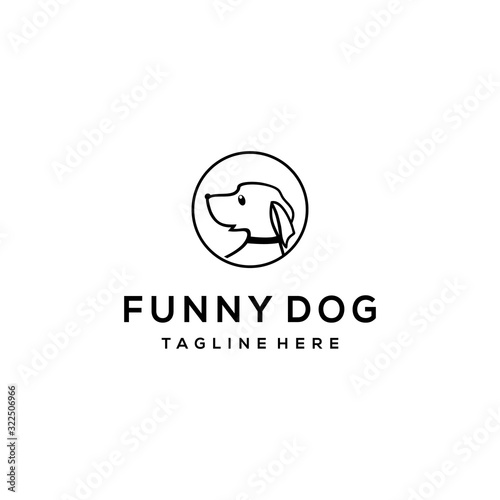 Creative small Dog animal sign Logo design Template. Vector