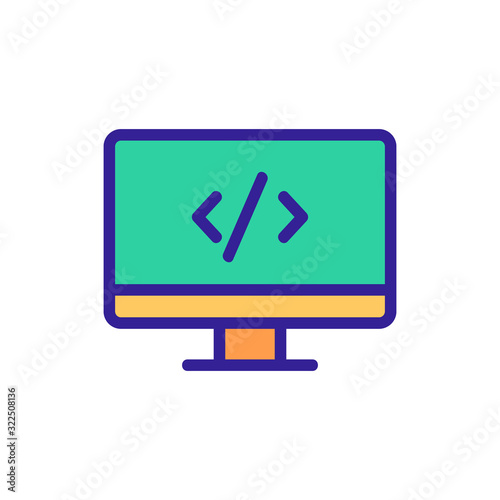code programming icon vector. Thin line sign. Isolated contour symbol illustration