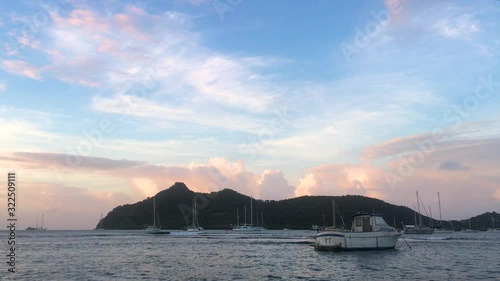 Sunset over the Tyrell bay on Carriacou island, Granda photo