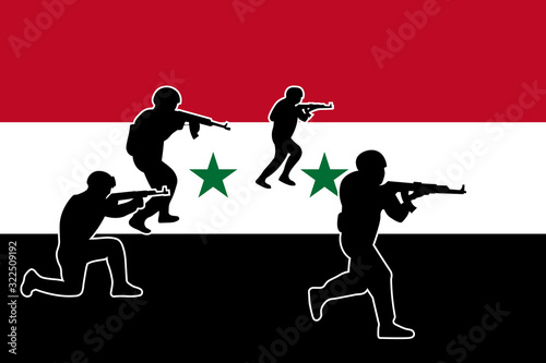 Armed, military conflict and confrontation in Syria - attacking soldiers