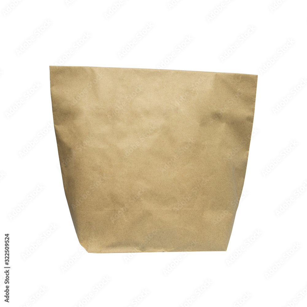 Brown paper bag on white abckground.