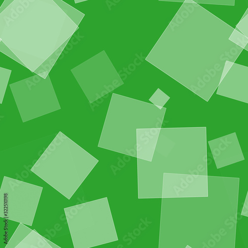 illustration of a seamless green pattern of squares and geometric pattern