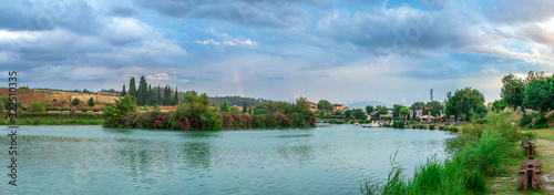 Lake and mountain in Pamukkale Village, Turkey