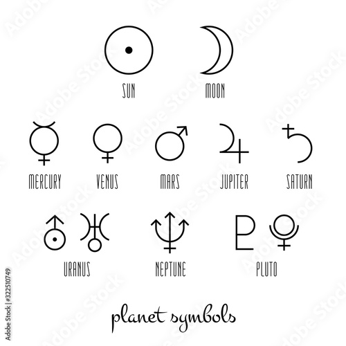 Planet symbol, sign collection
