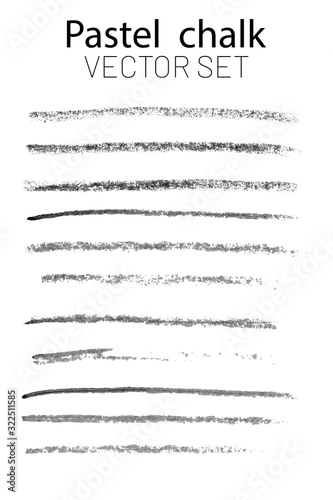 Black and white vector set of brush strokes with a pencil, crayon and marker traced in good quality and isolated on white