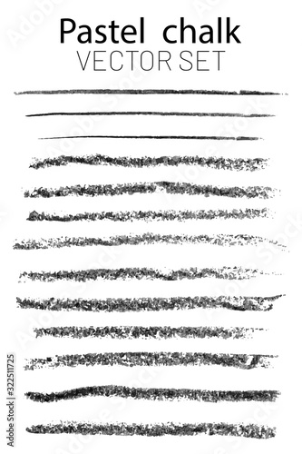 Black and white vector set of brush strokes with a pencil, crayon and marker traced in good quality and isolated on white