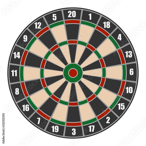 Darts. Realistic black circle for playing darts isolated on a white background. Vector illustration of a circle of darts.