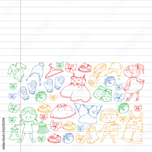 Children clothes. Background for babies, kids patterns.