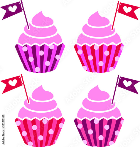 Valentine's Day party cupcakes with hearts