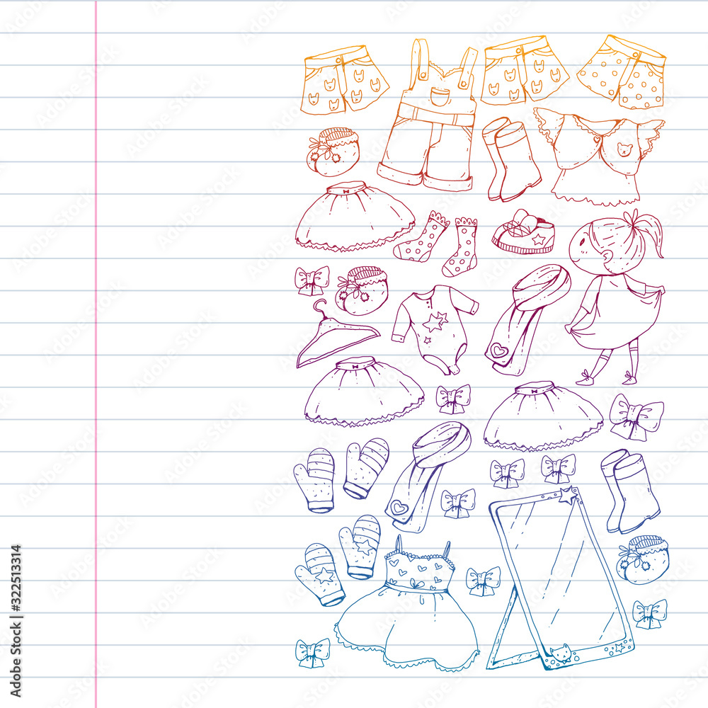 Children clothes. Background for babies, kids patterns. Children clothes. Background for babies, kids patterns.