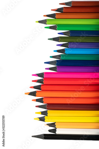 Colorful background or banner with place for text, copy-space. Color pencils on white background.