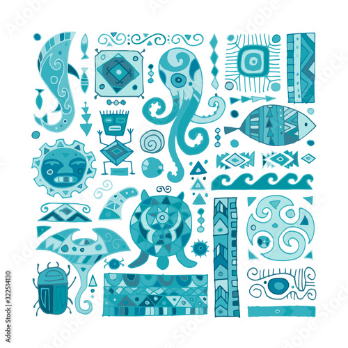 Ethnic handmade ornament for your design. Polynesian style