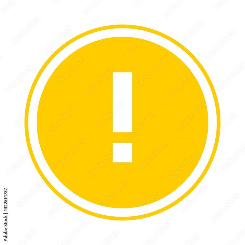 Round yellow exclamation point icon, button. Flat attention symbol isolated on white background. EPS10 vector file Round yellow exclamation point icon, button. Flat attention symbol isolated on white background. EPS10 vector file