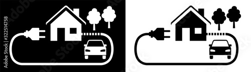 Vector illustration, symbolic for installation reload electric car.