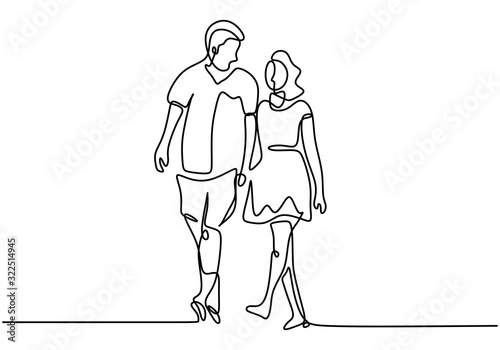 One line couple holding han...