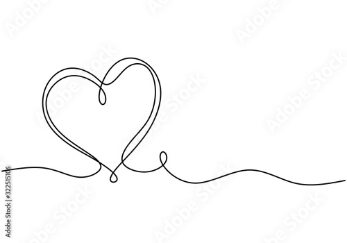 Fototapeta Heart scribble drawing. Continuous one line, hand drawn sketch vector illustration. Minimalism design for banner, background, and poster. Romantic and love symbols.