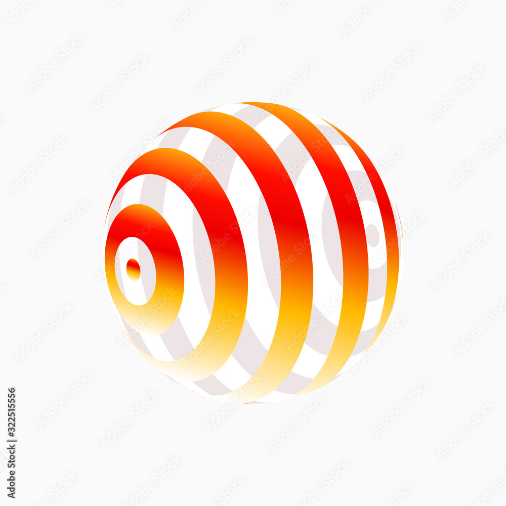 Color logo design, abstract concept of 3D icon. Colorful dimensional globe, earth, world. Modern isolated decorative element.