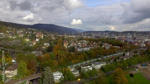 Aerial view of the city of Biel-Bienne, Switzerland.