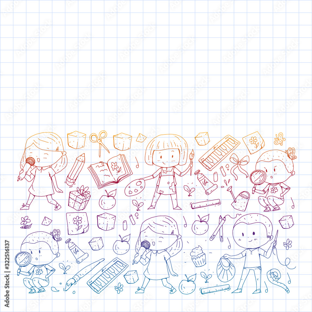 Back to school vector pattern. Education icons for children. Back to school vector pattern. Education icons for children.