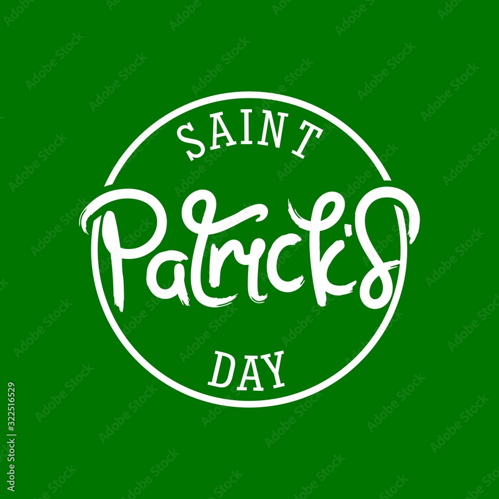 Saint Patrick's Day hand painted lettering. Creative calligraphy template. Vector